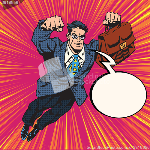 Image of Businessman super hero flying