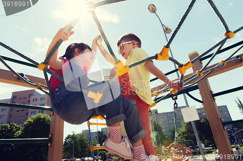 Image of group of happy kids on children playground