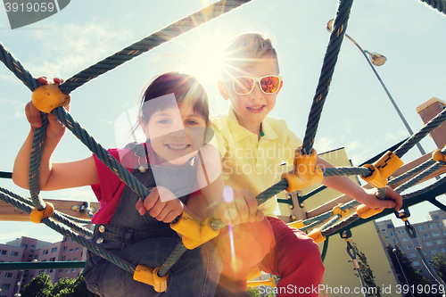 Image of group of happy kids on children playground