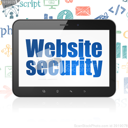 Image of Web development concept: Tablet Computer with Website Security on display