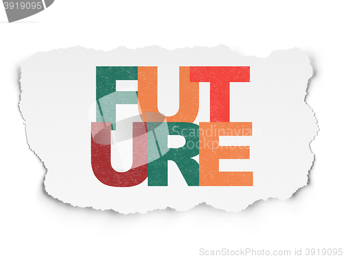 Image of Timeline concept: Future on Torn Paper background