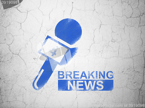 Image of News concept: Breaking News And Microphone on wall background