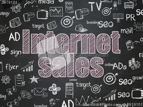 Image of Marketing concept: Internet Sales on School board background