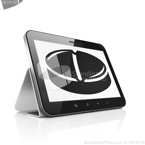 Image of Health concept: Tablet Computer with Pill on display