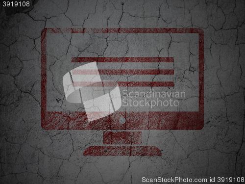Image of Web design concept: Monitor on grunge wall background