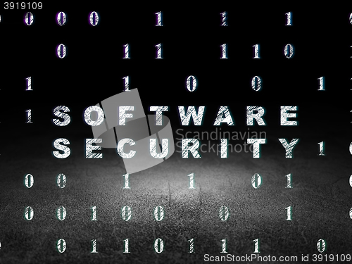 Image of Protection concept: Software Security in grunge dark room