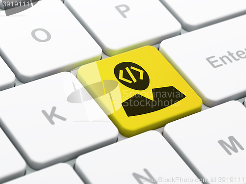 Image of Software concept: Programmer on computer keyboard background