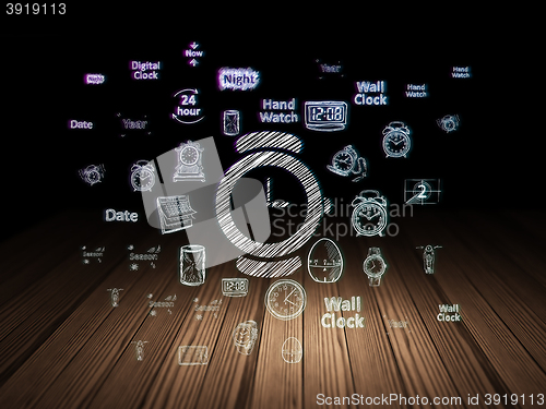 Image of Timeline concept: Watch in grunge dark room