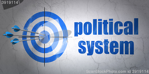 Image of Political concept: target and Political System on wall background