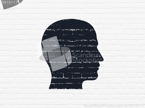 Image of Finance concept: Head on wall background