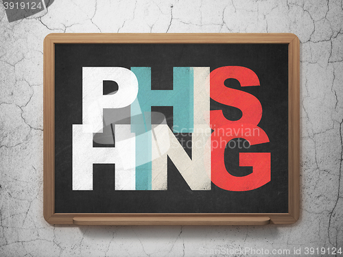 Image of Safety concept: Phishing on School board background