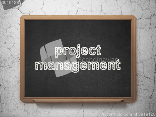 Image of Finance concept: Project Management on chalkboard background