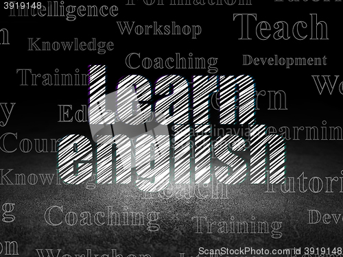 Image of Learning concept: Learn English in grunge dark room
