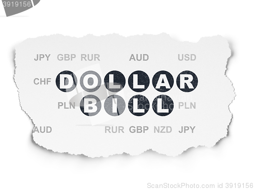 Image of Banking concept: Dollar Bill on Torn Paper background