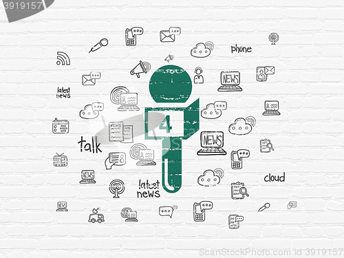 Image of News concept: Microphone on wall background