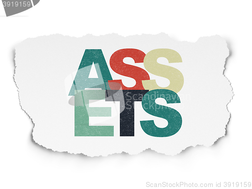 Image of Money concept: Assets on Torn Paper background