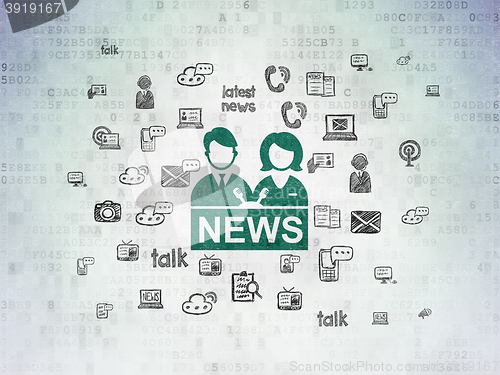 Image of News concept: Anchorman on Digital Data Paper background