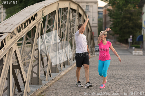 Image of couple congratulate and happy to finish