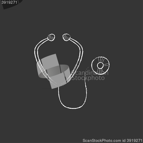 Image of Stethoscope. Drawn in chalk icon.