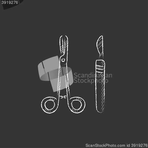 Image of Surgical instruments. Drawn in chalk icon.