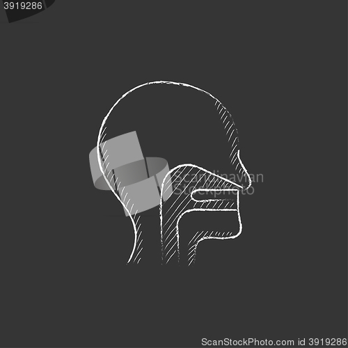 Image of Human head with ear, nose, throat system. Drawn in chalk icon.