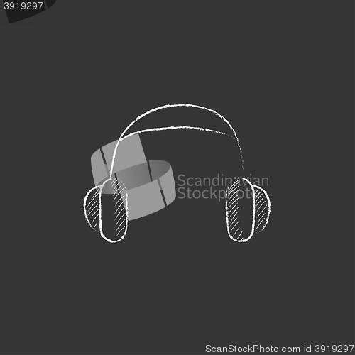 Image of Headphone. Drawn in chalk icon.