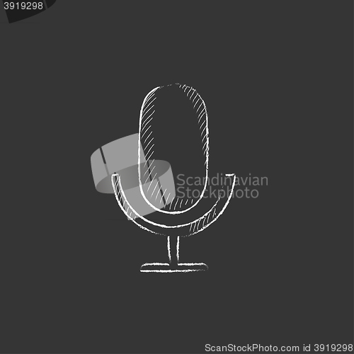Image of Retro microphone. Drawn in chalk icon.