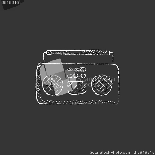 Image of Radio cassette player. Drawn in chalk icon.