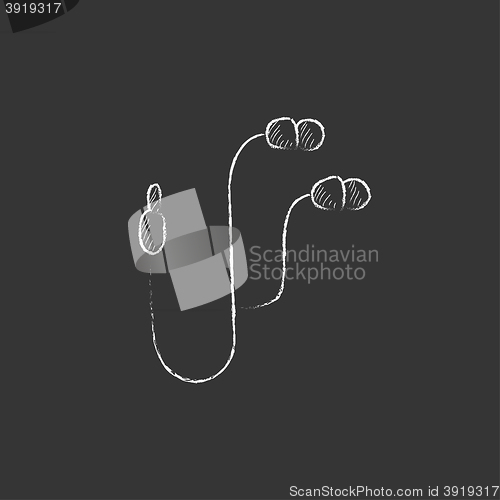 Image of Earphone. Drawn in chalk icon.