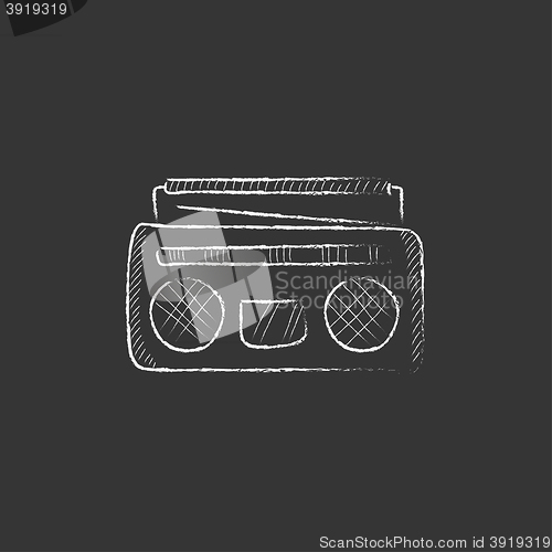 Image of Radio cassette player. Drawn in chalk icon.