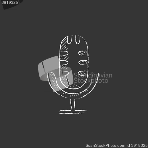 Image of Retro microphone. Drawn in chalk icon.