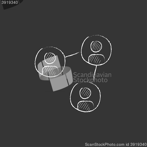 Image of Social network. Drawn in chalk icon.