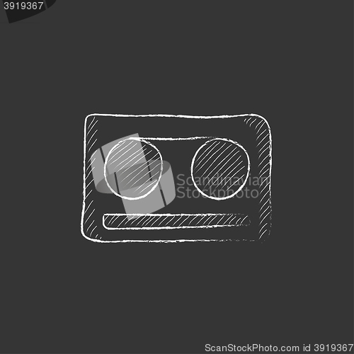 Image of Cassette tape. Drawn in chalk icon.