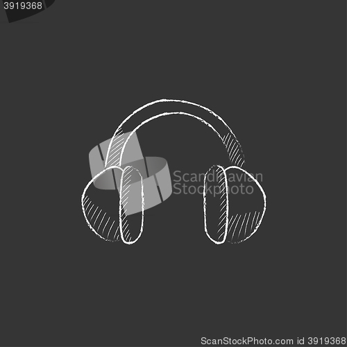 Image of Headphone. Drawn in chalk icon.