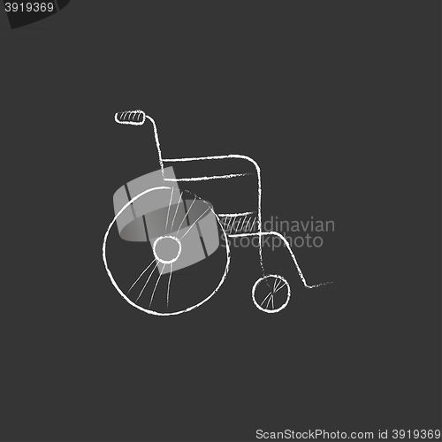 Image of Wheelchair. Drawn in chalk icon.