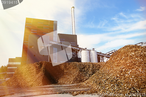 Image of bio power plant against blue sky