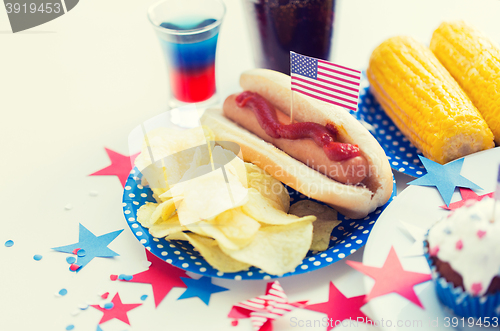 Image of food and drinks on american independence day party