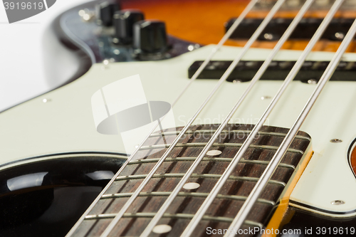 Image of Electric bass guitar detail shots