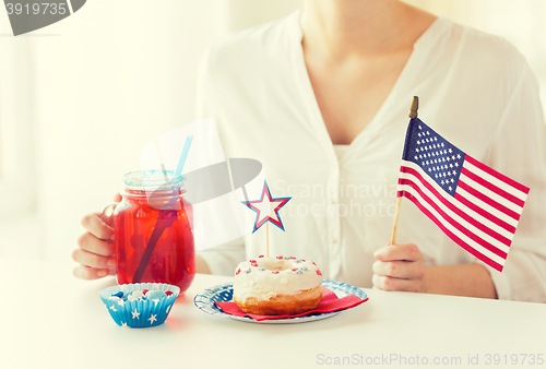 Image of woman celebrating american independence day