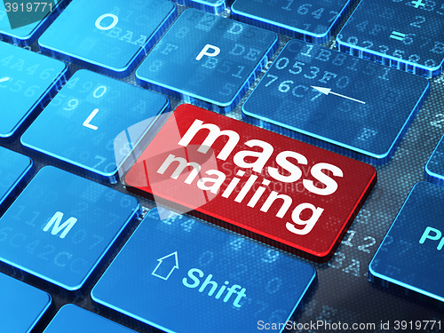 Image of Marketing concept: Mass Mailing on computer keyboard background