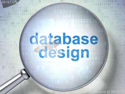 Image of Programming concept: Database Design with optical glass