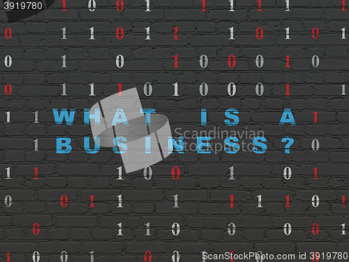 Image of Business concept: What is a Business? on wall background
