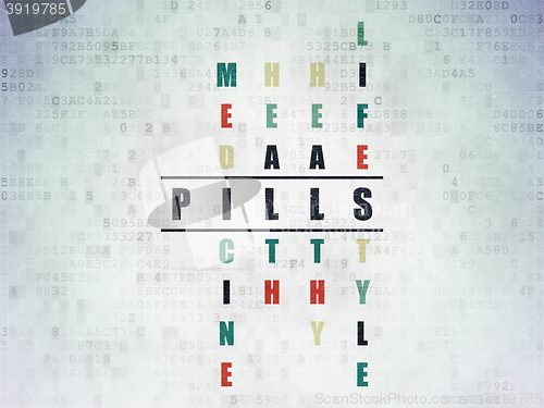 Image of Medicine concept: Pills in Crossword Puzzle