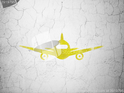 Image of Tourism concept: Aircraft on wall background