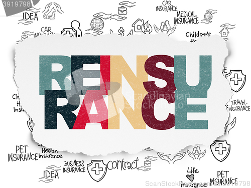 Image of Insurance concept: Reinsurance on Torn Paper background