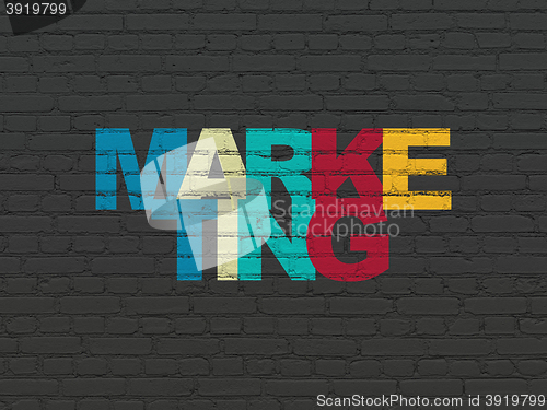 Image of Advertising concept: Marketing on wall background