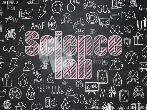 Image of Science concept: Science Lab on School board background