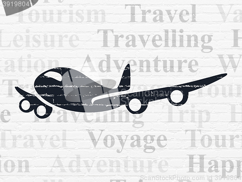 Image of Travel concept: Airplane on wall background