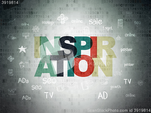 Image of Advertising concept: Inspiration on Digital Data Paper background