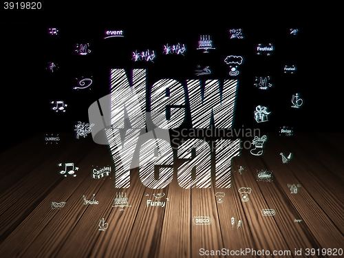 Image of Entertainment, concept: New Year in grunge dark room